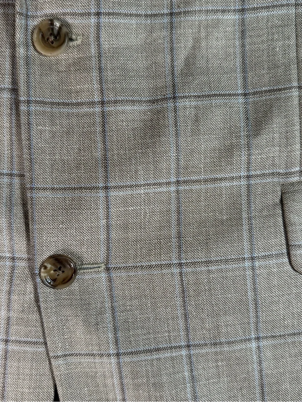 Saks Fifth Ave Loro Piana Sport Coat 42L Wool Silk Linen Windowpane Blazer Italy